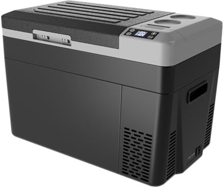 EKOJUCE 12 Volt Refrigerator Electric Cooler - 32Quart(30L) Refrigerator Compressor 12/24V DC & 110-240V AC, 12V Fridge Usable Battery