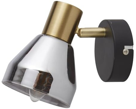 Licht-Erlebnisse Wandlampe Schwarz Rauchgrau Messing verstellbar E14 Glas Metall Retro Spot Lampe Wandleuchte Wohnzimmer Leselampe Sofa Küchenleuchte