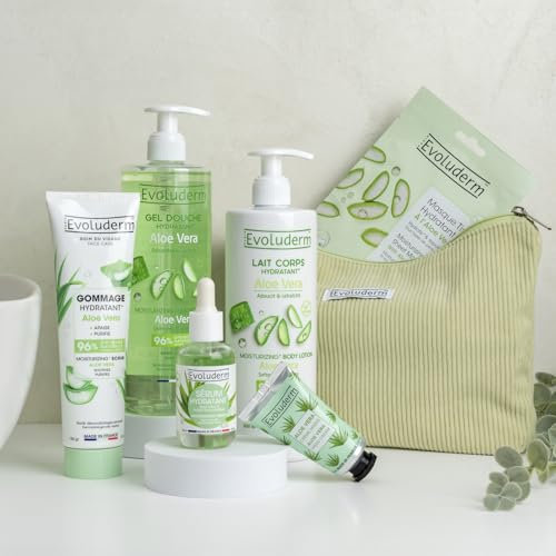 EVOLUDERM – Routine Visage & Corps 100% Hydratation Aloe Vera - 6 produits - Ingrédients d'Origine Naturelle - Végan - Fabrication Française