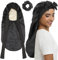 SENGTERM Lange Satin Schlafmütze Seiden haube für Frauen - Doppelschicht elastische Seidenhaube für Braids Hair Sleeping Cap mit Krawattenband (DE/NL/SE/PL, Alphanumerisch, M, L, Long Black)