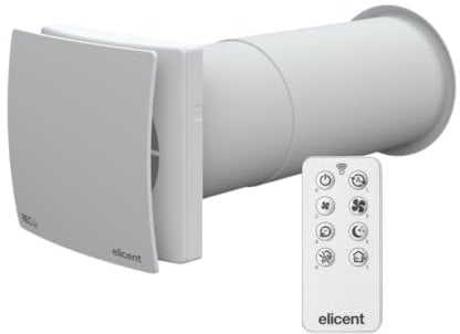 ELICENT | Rec Duo 150 Plus RC, ø150 mm, Unità di Ventilazione VMC Decentralizzata con Recupero di Calore, Timer e Umidostato Regolabili, Telecomando incluso, Made in Italy
