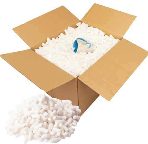 Packing Peanuts White ECO Packaging Filler Water Soluble Compostable Biodegradable Loose Fill Packing Chips Void Filler (2.5 Cubic Ft)
