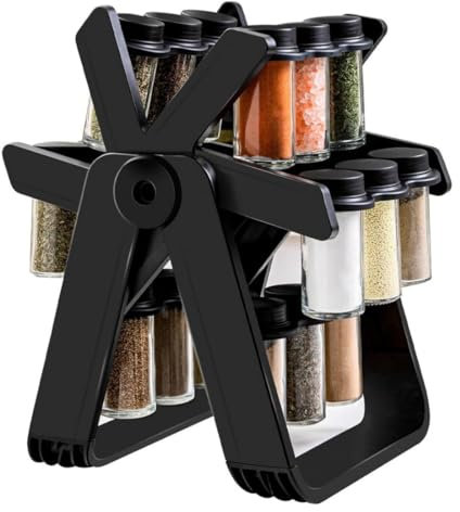 VIGOEXPRESS Rotierende Gewürzorganisation, Gewürzregal Drehbar für 18 Gewürzgläser, 360°-Uhr Lochgröße wählen, 360° Gewürzkarussell Drehbar, Spice Rack aus Plastik, Gewürze Organizer | FERRISPICE