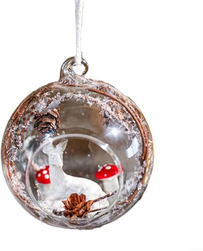 EpheyFIF Glas-Weihnachtskugeln, 9 cm, transparente Weihnachtskugeln, kleiner Anhänger, Szenenkugel Weihnachtsschmuck (A)
