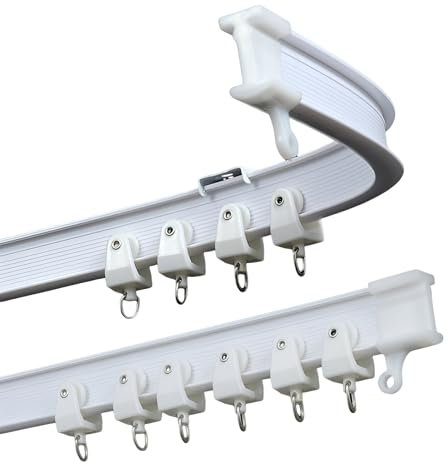 Binario per Tende Flessibile e Pieghevole, Binario Curvo per Tende con Pulegge, Binario per Tenda da Soffitto per Finestre Piatte e Curve(100cm/3.2ft)