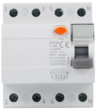 DEWIN Magnetotermico Differenziale 63A 30mA 4 poli Salvavita RCCB 63A AC400V Interruttore magnetotermico Protezione di perdita di circuito Protezione di cortocircuito GYL10
