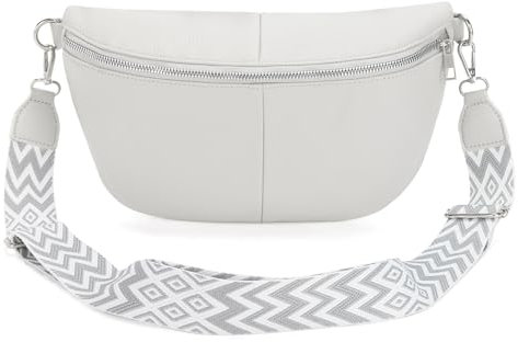 Valleycomfy Damen Bauchtasche, PU Leder, Crossbody Bag, Breiter Gurt, Handytasche, Beige, Medium