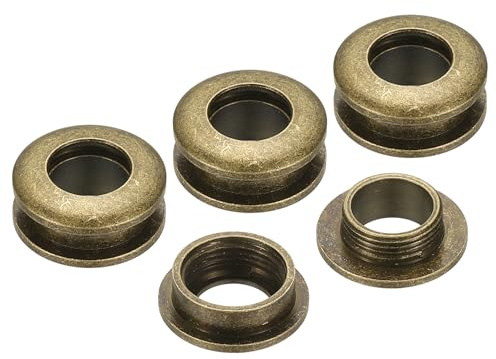 PATIKIL 4pz Occhielli Solidi in Ottone da 8mm (1/3), Occhielli Autoportanti con Superficie Arco e Rondella per Scarpe Abbigliamento Borse Artigianato in Pelle, Bronzo