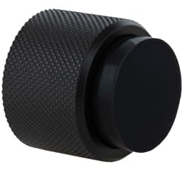 EVI Herrajes | Design Wall Door Stop - Diamond Knurling - 28x28 mm - Black Lacquered Steel - Adhesive and Screw Mounting