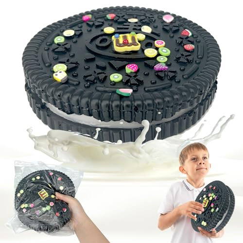 Felicify Kekse Squishy XXL, Keks Squishy Toy, Fufu Squishy Groß, Keks Stress Relief Squishy Spielzeug, Antistress Spielzeug, Fidget Spielzeug für Erwachsene (Schwarz)