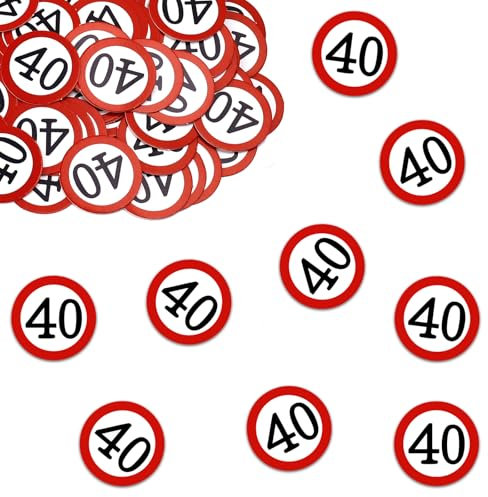 DazzJoy Konfetti 40 Geburtstag Deko,100 Stk Verkehrsschild Tischdeko 40. Geburtstag Frauen Männer,Streudeko 40. Geburtstags Deko Konfetti,40 Geburtstage Frau Mann Confetti,40. Jahre Tischdeko Geschenk