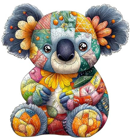 KaayeeWood Holzpuzzle Erwachsene,280 Teile Patchwork-Koala Holz Puzzle,Einzigartige Wooden Puzzle Mit Box Aus Holz Geburtstagsgeschenk für Erwachsene und Kinder
