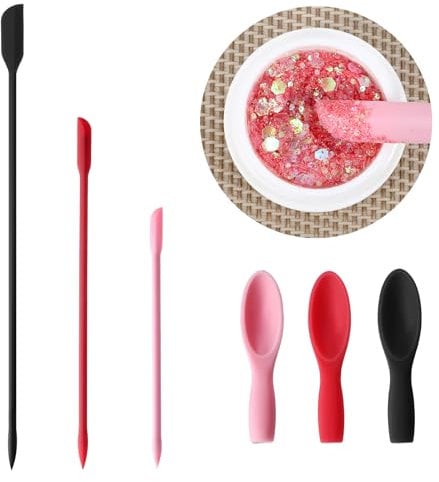 Oruola 6 Pcs Mini Silicone Spatulas Makeup,Silicone Cosmetic Spatula,Reusable Make UP Spatulas, Mini Spatula for Cosmetics Set for Cosmetic Bottles and Kitchen Jars (3 Colors)