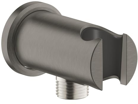 GROHE Vitalio, Wandanschlussbogen mit Duschkopf Halterung (Standardanschluss 1/2, passend für alle Standard Duschbrausen, langlebige Oberfläche, Wandmontage), anthrazit, 26658AL0