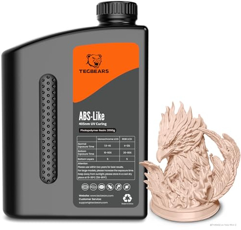TECBEARS ABS-Like Resin 2KG Beige | 405nm UV Resin Photopolymerharz für SLA/LCD/DLP 3D Drucker, Hohe Festigkeit und Zähigkeit, Geringer Geruch