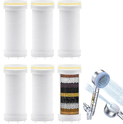 Shower Head Filter for Handheld Shower Head, 6 Pack, 5x2cm | Shower Filter Replacement Cartridges, Remove Chlorine, Reduces Dry Itchy Skin
