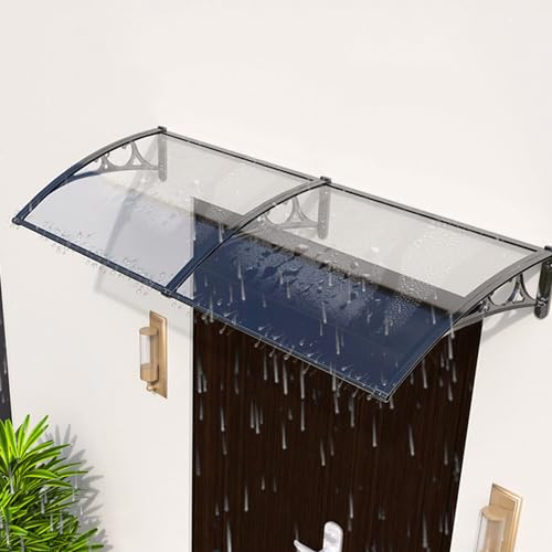 Wasserdichtes Polycarbonat-Türvordach, Markise, UV-Schutz, Außenabdeckung, Aluminiumrahmen für Regen und Schnee, stilvolle Terrassenüberdachung (80 x 160 cm)