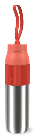 Isolier-Trinkflasche, EMSA beYou Twist Bottle mit integriertem Sieb und Trageband, 100% dicht, spülmaschinengeeignet, 0,7 L, für Reisen, unterwegs, Büro, für Kohlensäure geeignet, Orange, N2193300