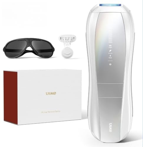 Ulike Air 10 IPL Hair Removal Device, Laser Hair Removal Device Pain-Free Ice Cooling and Permanent Hair Reduction, Dual Lights, Skin Sensor & USHR Mode* for Full Body Treatment, Gift Silver White