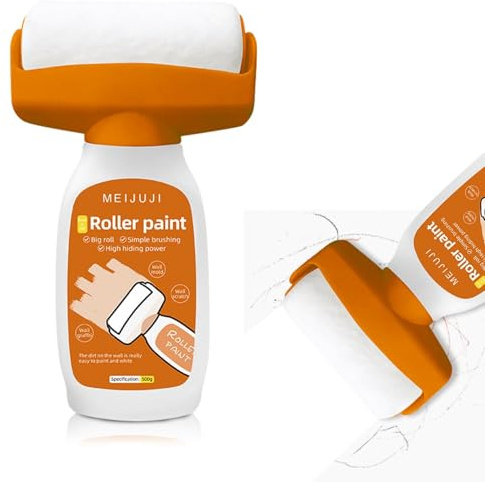 Wandfarbe Ausbessern Weiß 500g, 2 in 1 Ausbesserungsfarbe Weiss Farbe Wand Ausbessern Roller, Wandreparatur Rollbürste mit Wandreparaturpaste für Graffiti Kratzer Flecken Risse und Beschädigte Wände