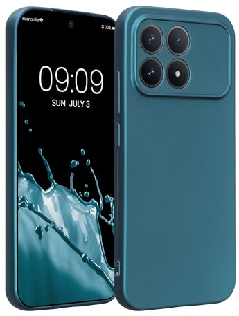 kwmobile Handyhülle für Xiaomi Poco F8 Pro Hülle - weiche Silikon Case metallisch schimmernd - Schutzhülle Cover - Metallic Karibikblau