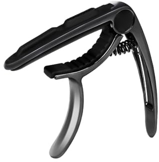 Hosioe Capo de Guitare en Alliage en Zinc avec Conception de Printemps, Porte-cueillette, Coussin Antidérapant pour la Guitare Acoustique/Classique/ukulélé (Noir)