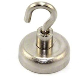 Neodymium Clamping Magnet with M5 Hook for Hanging, Holding or Displaying Items - 25mm Diameter x 36mm High - 20kg Pull - Pack of 1