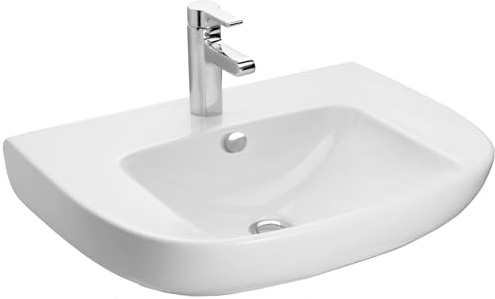 JACOB DELAFON Lavabo cerámico compacto para baño Medidas 60x44 cm Fácil limpieza y gran confort de uso Color Blanco Odéon Up E4700-00