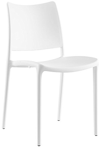 Modway MO- Hipster Contemporary Modern Molded Plastic Stacking, Dining Chair, White