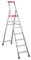 Svelt Scala Alluminio 7 Gradini con Parapetto, Maniglione Porta Attrezzi, Ampia Piattaforma Zigrinata ed Evoluto Sistema di Ribordatura Automatica
