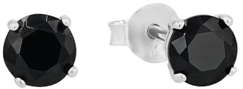 Amor Ohrstecker 925 Sterling Silber Damen Ohrschmuck, mit Zirkonia synth., 0,5 cm, Schwarz, Kommt in Schmuck Geschenk Box.