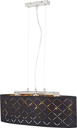 Suspension en nickel mat 3xE27 140x25x65 cm Noir doré