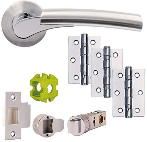 Jigtech JTB71065 Ultro Door Pack-Latch-Polished Satin Chrome, 57mm