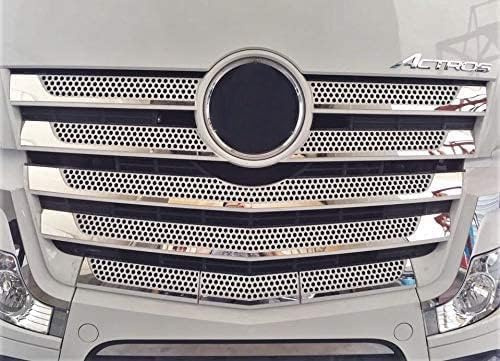 VNVIS 11 Spiegel Edelstahl Front Grill Abdeckung Dekoration für Actros MP4 LKW Spiegel Poliert Zubehör