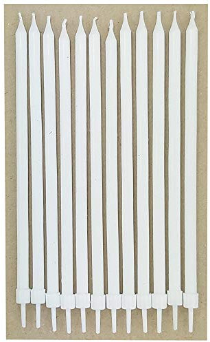 DekoHaus Geburtstagskerzen Weiß 14 cm – 12 Stück lange Kuchenkerzen mit Halterungen, glatte Kerzen für Geburtstag, Torten, Cupcakes, Partydeko