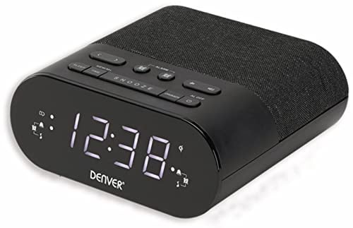 Denver FM-Uhrenradio CRQ-107 mit Qi-Ladung, 0,9 LED-Display, PLL-Radio, Doppelter Weckalarm, Schlummer-/Schlaffunktion, Schwarz