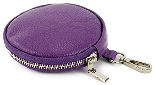 modamoda de P10 / P08 Damen Leder Rauleder Geldbörse Münzgeldbörse Taschenanhänger ø 11,5 cm Handmade in Italy, Farbe:Purple