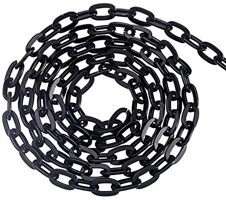 Cheriswelry Aluminium-Kabelkette, schwarz, 15 x 9 mm, Büroklammer, ungeschweißt, offen, großes Kreuz, flach, ovale Glieder für Männer und Frauen, Schmuckherstellung, Hosen, Ketten