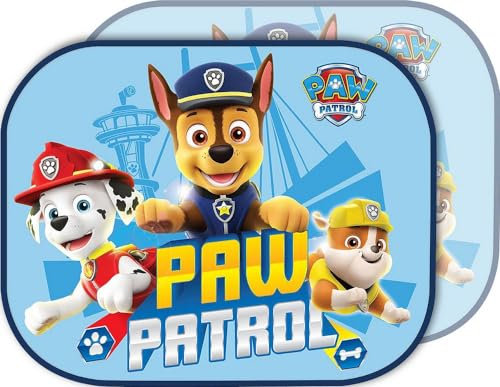 Tataway - Seitenvorhänge für Kinderautos | UV-Schutz | Saugnapfbefestigung | Paw Patrol Grafiken | 44x35 cm, Blau, 21.4x18.9x4.3 cm, Baumwolle