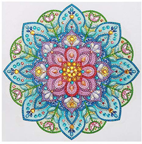 VETPW 5D DIY Diamant Malerei Kits, Mandala DIY Speziell Geformte Diamond Pasted Painting Strass Stickerei Kreuzstich Kunst Handwerk Diamant für Home Wall Wanddekoration (30x30CM)