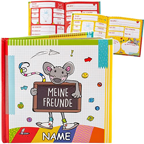 Schule & Schulanfang Artikel frei wählbar Freundebuch - Meine Freunde - inkl. Name - für die Schule - Buch gebunden - für Kinder - Schulfreunde Erinnerung..