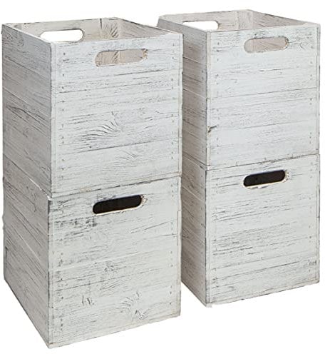 4er Set Holzkiste Aufbewahrungskiste Schubladenbox passend für alle Kallaxregale und Expidit Regale Kallaxysteme Weinkiste Obstkiste Kallax boxen Einsatz (4er set Shabby Weiss)