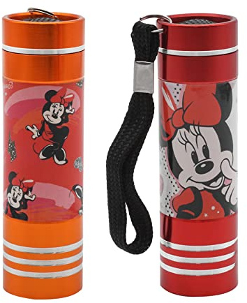 2X Minnie Mouse Aluminum Torches, 9 LEDs Battery Operated Kids Torches with Wrist Straps, Night Explorer Flash Lights for 3+ Years Children