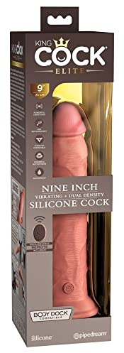 King Cock 9 Vibrating Silicone Dual Density Cock with Remote, Light, 9 Zoll