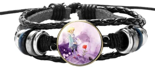 Der Kleine Prinz Poster Armband Prinz und Fuchs Rose Kunst Bild Glas Kuppel Leder Multilayer Armbänder Armreif für Kind, 20mm, Glas, Glas