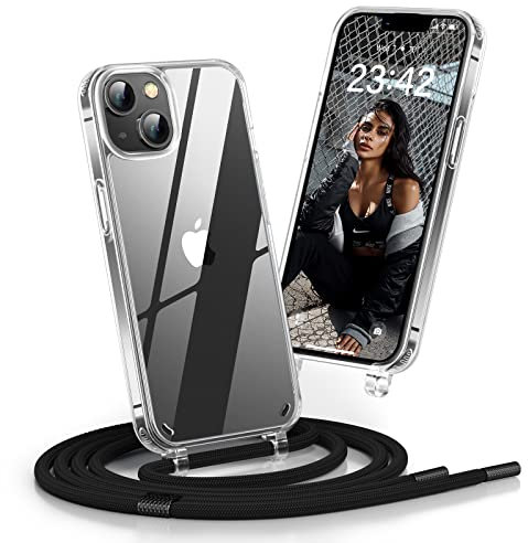 Poslocu Handykette iPhone 13/14 Hülle mit Band - Schwarz