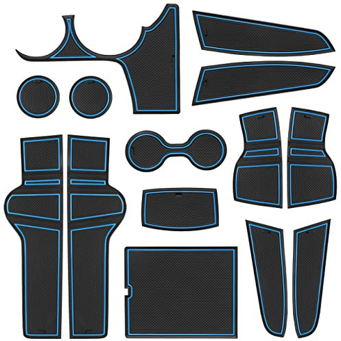 SENSHINE Customized Liners for Kia Sportage Accessories 2023 Hybrid Cup Holder Insert Liner Center Console Liner Glove Box Mats Inserts Non-Slip Mats Pad 14-PC Set (Blue Trim)