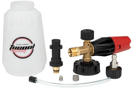 Tucool Racing Cañón de espuma ajustable de 1/4 pulgadas, cañón de espuma de nieve para Karcher K2/K3/K4/K5/K6/K7, pulverizador de espuma de lavado de coche para Karcher K1700 K1800 K1900 (blanco)
