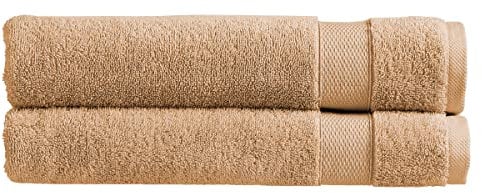 Christy Refresh Brown Bath Sheets | Set of 2 | Quick Dry | Gentle Pastel Tones | Soft Plush Large Bath Towels | Absorbent Shower Towels | 100% Cotton 550GSM | Chai Latte
