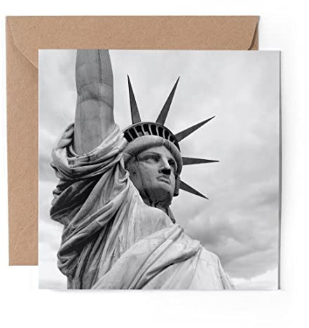 1 x Grußkarte (Fotoeinsatz) – New York Freiheitsstatue Kopf – blanko Geburtstagsfeier Jahrestag #12197
